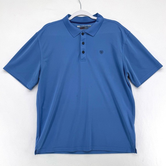 Ariat Other - Ariat Golf Shirt Mens Large Blue AriatTek Heat Series Performance Short Sleeve